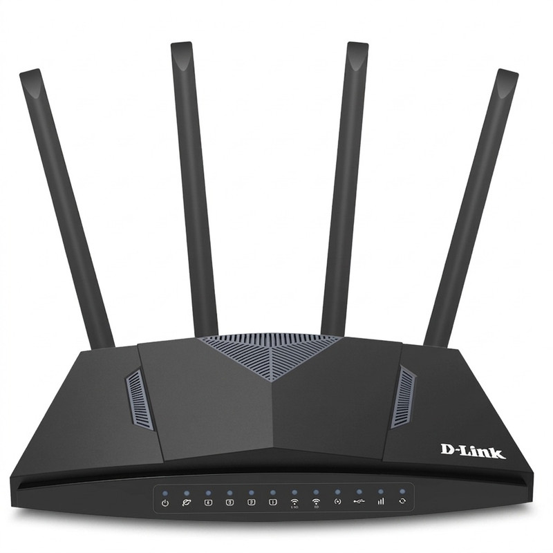 روتر بی‌سیم 4G خانگی دی-لینک مدل DWR-M960 4G AC1200 با پشتیبانی از 32 کاربر، چهار درگاه LAN گیگابیت، پورت USB 2.0، اتصال WAN و سیم‌کارت، آنتن خارجی چهارگانه و کلیدهای WPS، Reset و روشن/خاموش